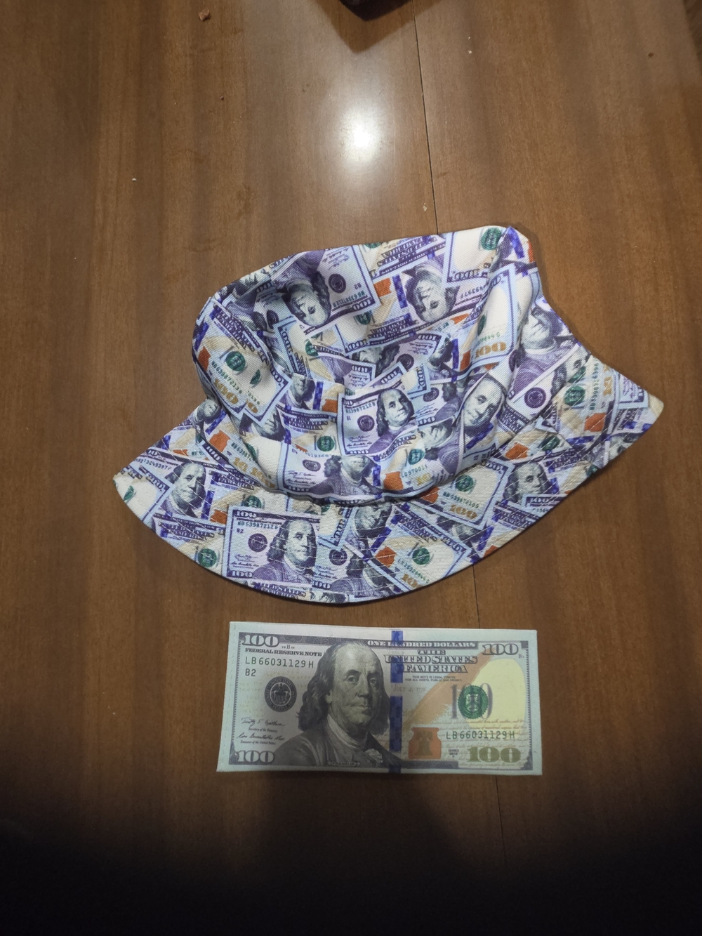 Novelty Money Print Bucket Hat - White/Green/Purple